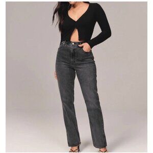 Abercrombie & Fitch Women's Black Straight Leg Jeans